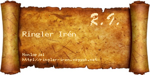 Ringler Irén névjegykártya
